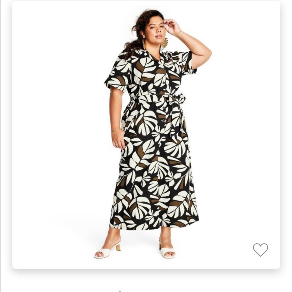 NWT Tabitha Brown x Target - Jumpsuit Neutral Botanical Print Tie-Front - Picture 4 of 5